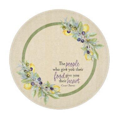 Tuscan Lemons Olives Round Kitchen Cutting Board