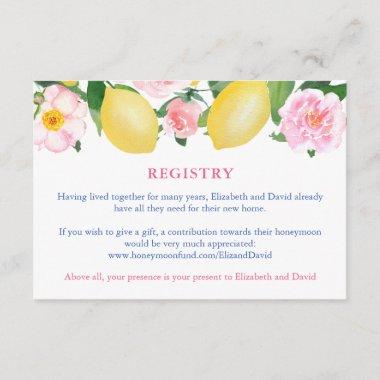 Tuscan Lemons Pink Florals Bridal Shower Matching Enclosure Invitations