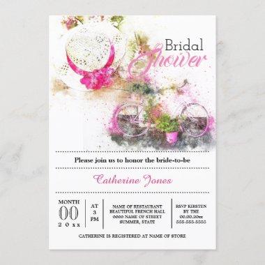 Tuscan summer french floral hat bridal shower Invitations