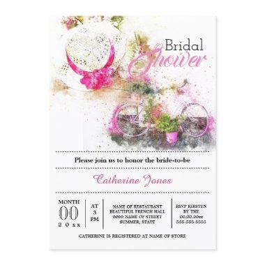 Tuscan summer french floral hat bridal shower Invitations