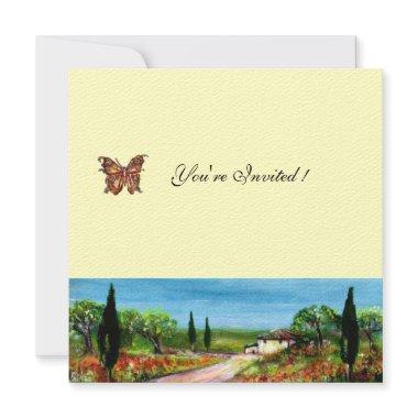 TUSCANY LANDSCAPE 4,yellow green felt cream Invitations