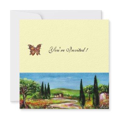 TUSCANY LANDSCAPE 5,yellow green felt Invitations