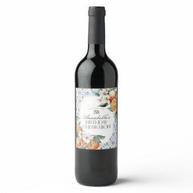 Tuscany Tile Citrus Italian Birthday Party Barware Wine Label