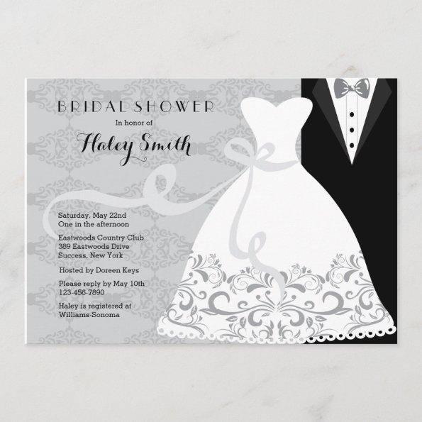 Tux and Gown Bridal Shower Invitations