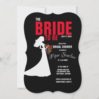 Tuxedo Suit & Bride Silhouette Bridal Shower Invitations