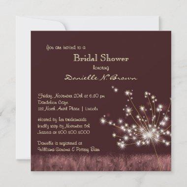 Twilight Dandelion Floral Bridal Shower Invitations