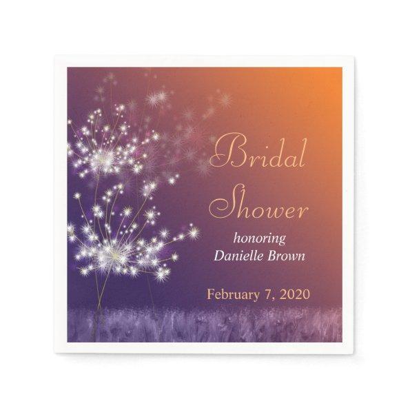 Twilight Dandelions Bridal Shower Paper Napkins