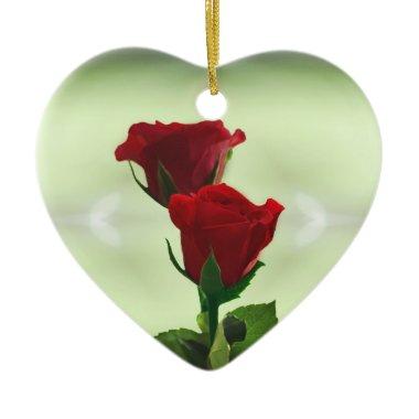 Twin Flame love red roses Ceramic Ornament
