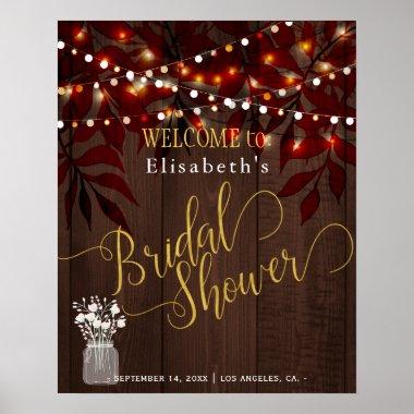 Twinkle lights autumn bridal shower welcome sign