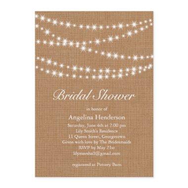 Twinkle Lights Bridal Shower Invitations on Burlap