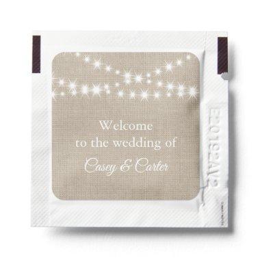 Twinkle Lights Wedding Welcome on Burlap Hand Sanitizer Packet
