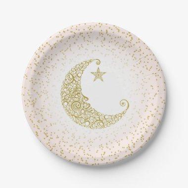 Twinkle Little Star Gold Moon Pink Paper Plates