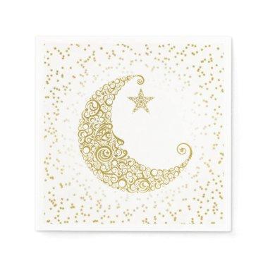 Twinkle Little Star Gold Moon White Napkin