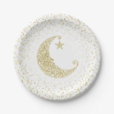 Twinkle Little Star Gold Moon White Paper Plates