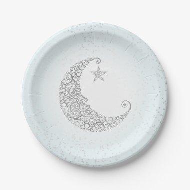 Twinkle Little Star Silver Moon Blue Paper Plates