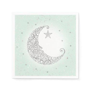 Twinkle Little Star Silver Moon Mint Napkin