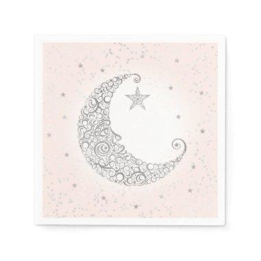 Twinkle Little Star Silver Moon Pink Napkin