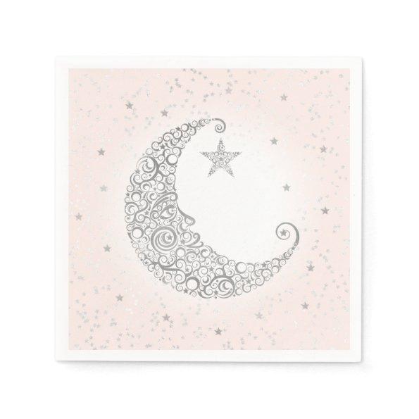 Twinkle Little Star Silver Moon Pink Napkin