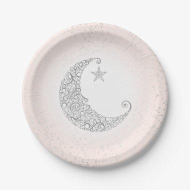 Twinkle Little Star Silver Moon Pink Paper Plates