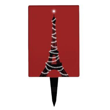 Twinkling Eiffel Tower Cake Pick in Red