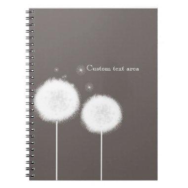 Two Dandelions Taupe Rustic Notebook