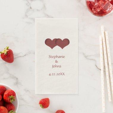 Two Hearts Bride Groom Custom Name Bridal Wedding Paper Guest Towels