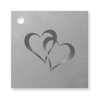 Two Hearts Connected Silver Favor Tags