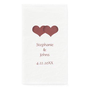 Two Hearts Couple Bride Groom Custom Name Wedding Paper Guest Towels