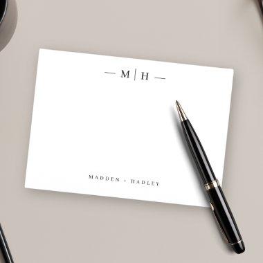 Two Initial Monogram Elegant Couple Stationery Note