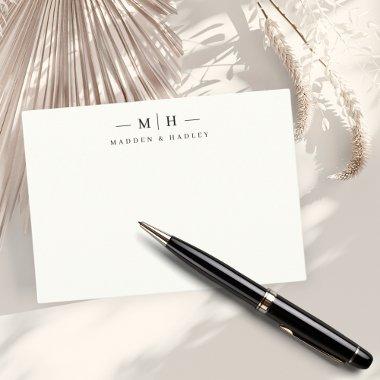 Two Initial Monogram Elegant Couple Stationery Note