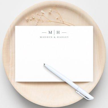Two Initial Monogram Elegant Couple Stationery Note