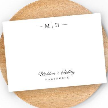 Two Initial Monogram Elegant Couple Stationery Note