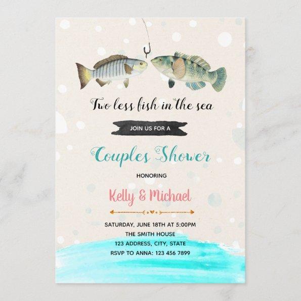 Two Less Fish in the Sea Shower Invitations