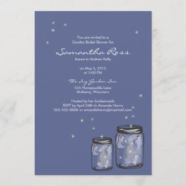 Two Mason Jars & Fireflies Bridal Shower Invitations