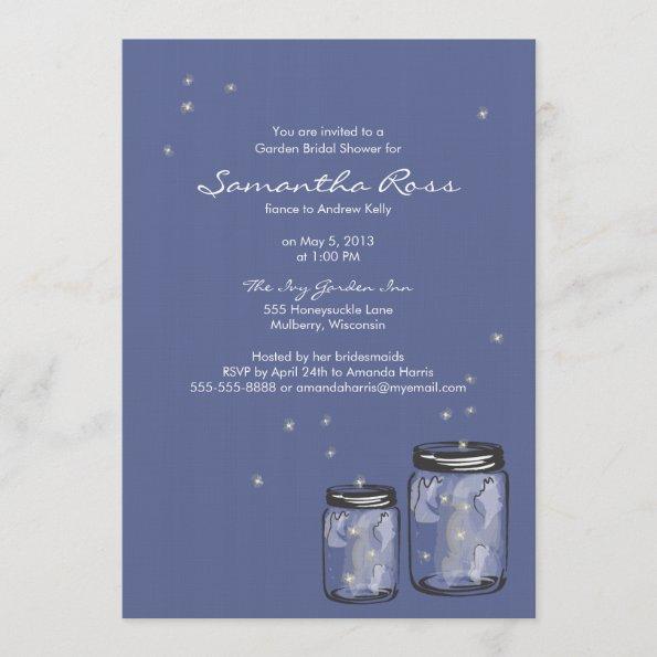 Two Mason Jars & Fireflies Bridal Shower Invitations