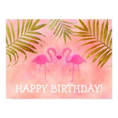 Two Pink Flamingos Tropical Beach Party Banner Poster