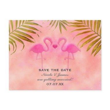 Two Pink Flamingos Watercolor Save The Date