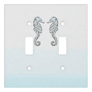 Two Seahorses Elegant Beach Tropical Light Switch Cover