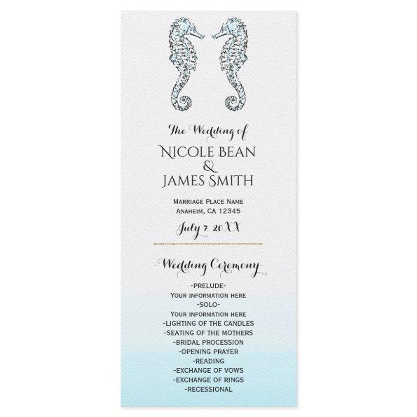 Two Seahorses Elegant Beach Wedding Program Rack
