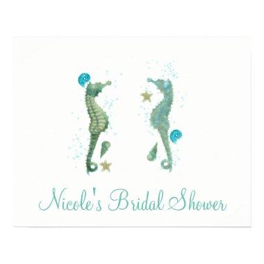 Two Seahorses Watercolor Beach Poster Banner