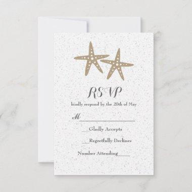 Two Starfish Beach Bridal Shower Wedding RSVP Card