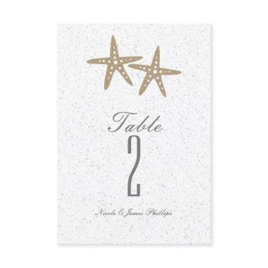 Two Starfish Beach Wedding Bridal Table Number