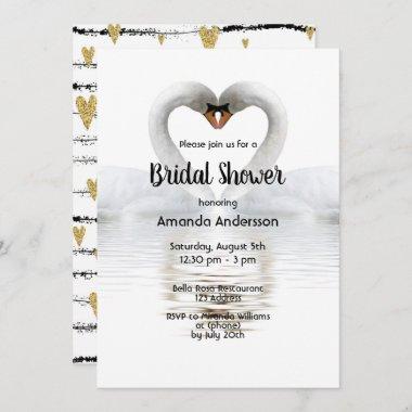 Two swans in love white bridal shower Invitations