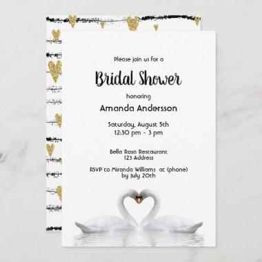 Two swans in love white bridal shower Invitations