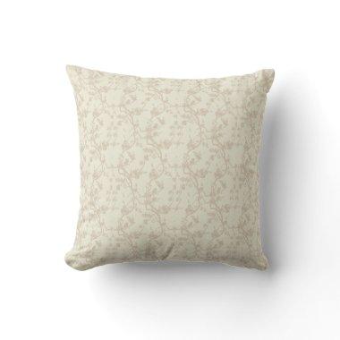 Two-Tone Tan Flowered Throw Pillow