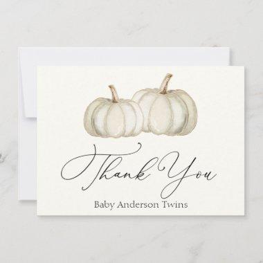 Two White and Gold Pumpkins Thank You Note Invitations