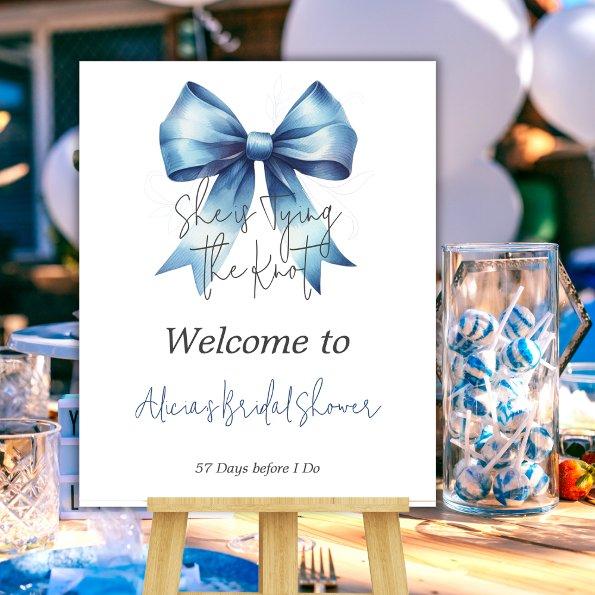 Tying the Knot Blue Bow Bridal Shower Welcome Poster