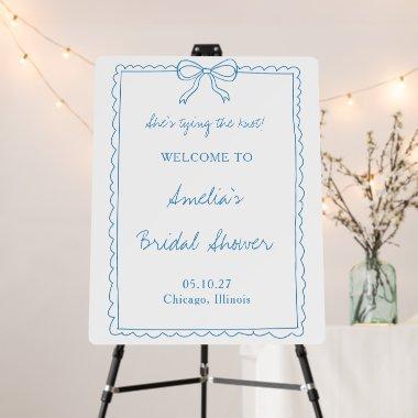 Tying the Knot Blue Bow  Welcome Sign