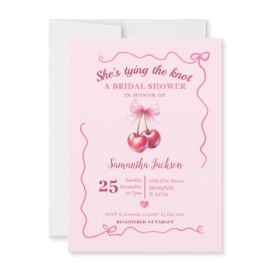 Tying the Knot Cherry  Handdrawn Bow