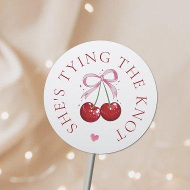 Tying the Knot Chic Modern Cherry  Classic Round Sticker